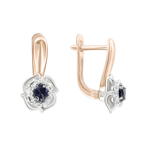 Earrings with diamonds and sapphire 