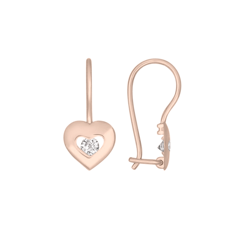 Earrings - heart with zirconia 