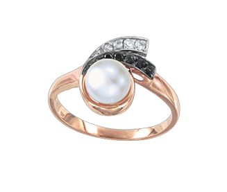 Women's ring with pearl and zirconia 