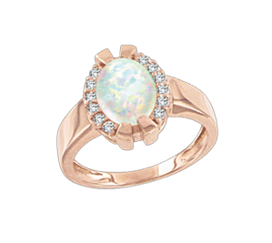 Women's ring with opal and zirconia 