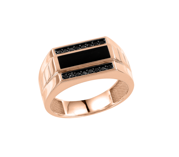 Men's ring with onyx and zirconia 