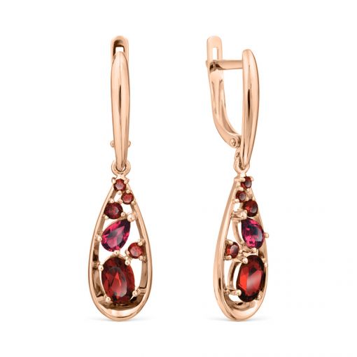 Earrings with rhodolite and garnet 