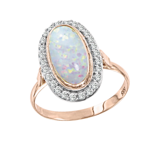 Women's ring with opal and zirconia 