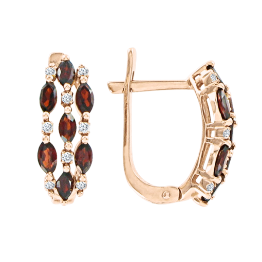 Earrings with garnets and zirconia 