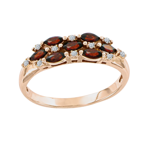 Women's ring with garnets and zirconia 