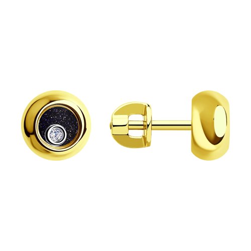 Stud earrings with diamonds in yellow gold 