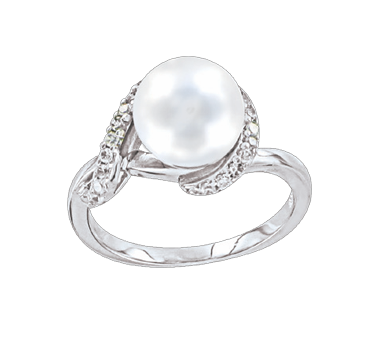 Women's ring with pearl and zirconia 