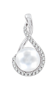 Pendant with pearl and zirconia 