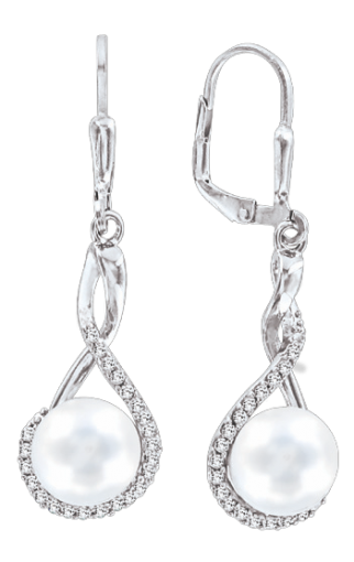 Earrings with pearls and zirconia 