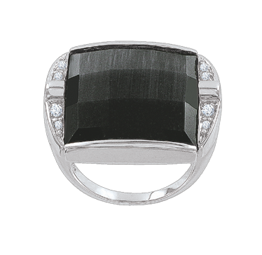 Women's ring with zirconia and cat's eye 