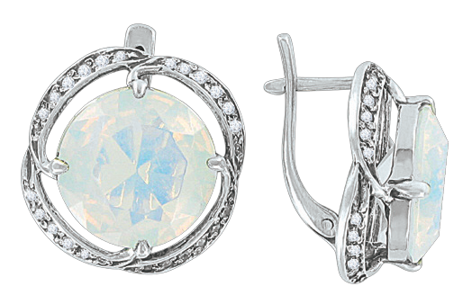 Earrings with moonstone and zirconia 