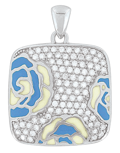 Pendant with enamel and zirconia 