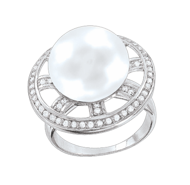 Ladies Ring with pearl and zirconia 