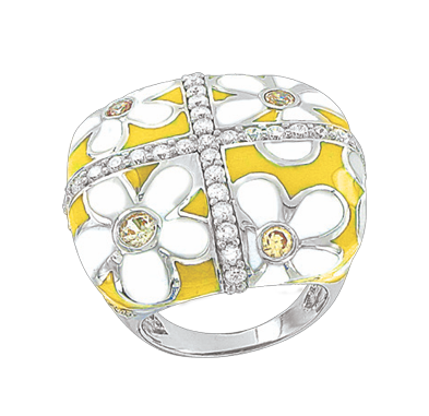 Women's ring with enamel and zirconia 