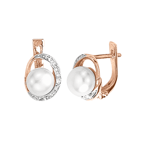 Earrings with pearl and zirconia 