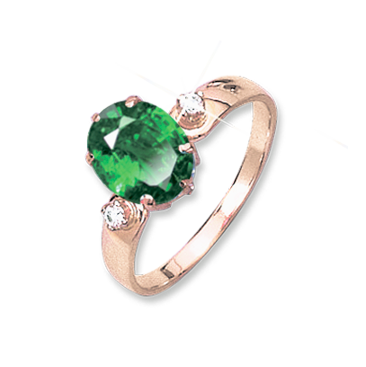 Women's ring with emerald and zirconia 