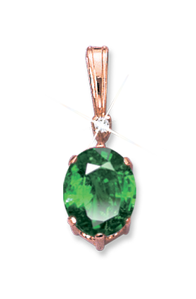 Pendant with emerald and zirconia 
