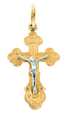 Pendant cross in yellow/white gold 