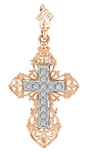 Anhänger Kreuz - Rot-/Weißgold 