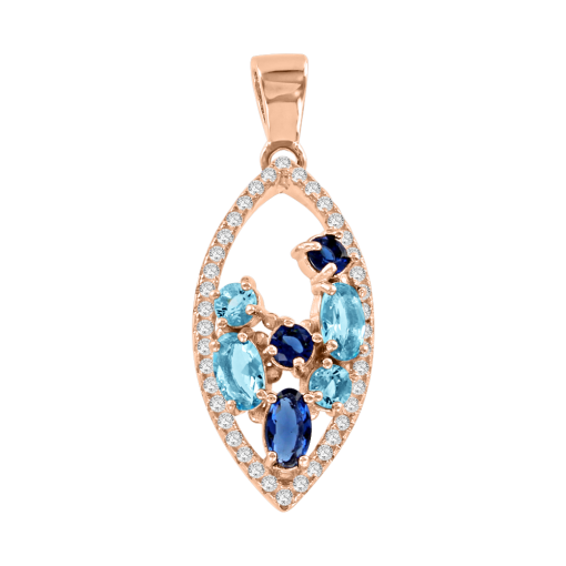 Pendant gilded with zirconia and topaz 