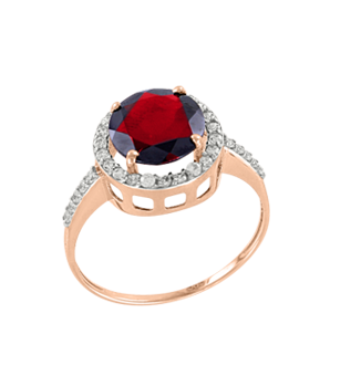 Women's ring with garnet and zirconia 