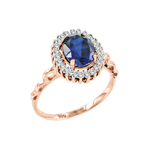 Women's ring with sapphire and zirconia 