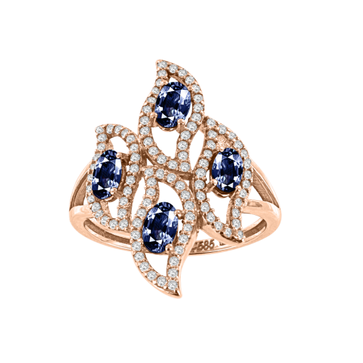 Women's ring with sapphire and zirconia 
