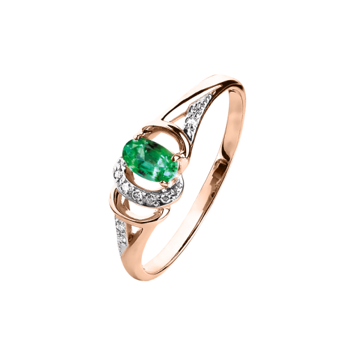 Women's ring with emerald and diamonds 