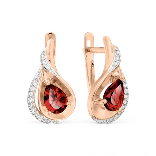 Earrings with garnets and zirconia 