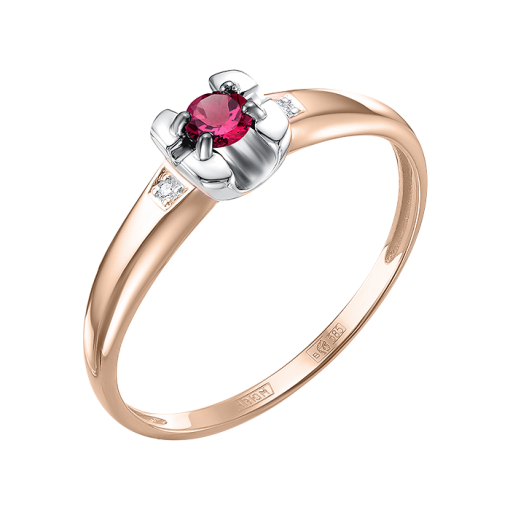 Women's ring with diamonds and ruby 