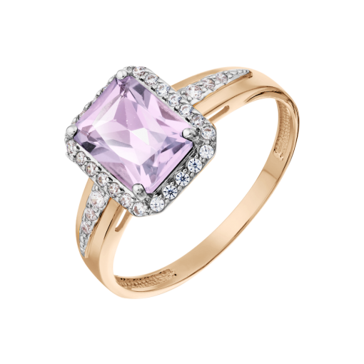 Women's ring with amethyst and zirconia 