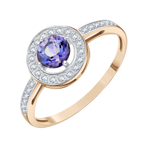 Women's ring with amethyst and zirconia 