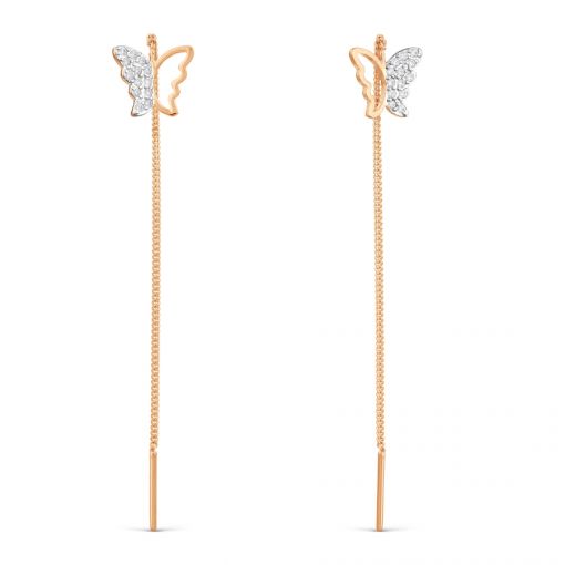 Earrings as pull-through “butterfly” with zirconia 