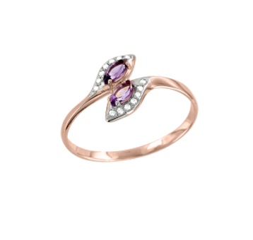 Women's ring with amethyst and zirconia 