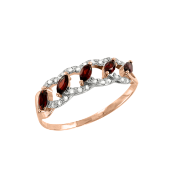 Women's ring with garnets and zirconia 