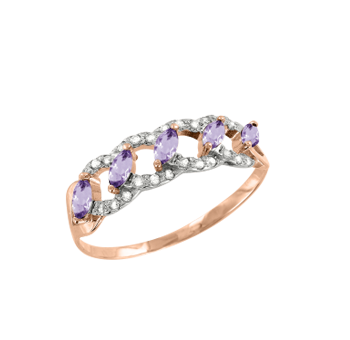 Women's ring with amethyst and zirconia 