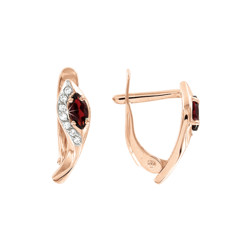 Earrings with garnet and zirconia 