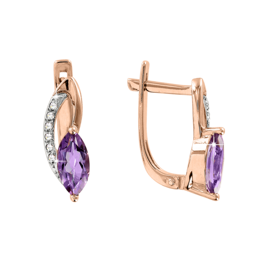 Earrings with amethyst and diamonds 