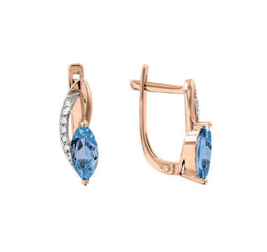 Earrings with blue topaz and diamonds 