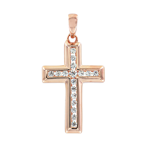 Gilded pendant cross with zirconia 