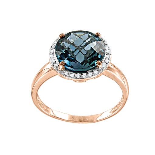 Women's ring with diamonds and topaz 