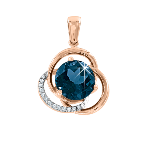 Pendant with London blue topaz and zirconia 