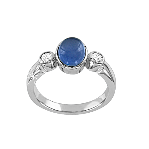 Women's ring with zirconia and cat's eye 