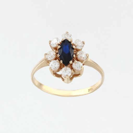 Women's ring with sapphire and zirconia 