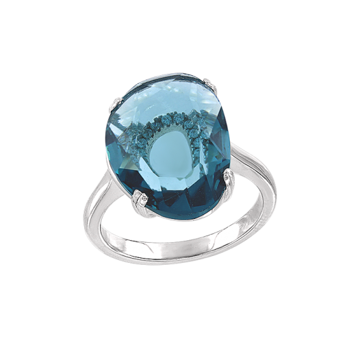 Ladies ring with quartz and zirconia 