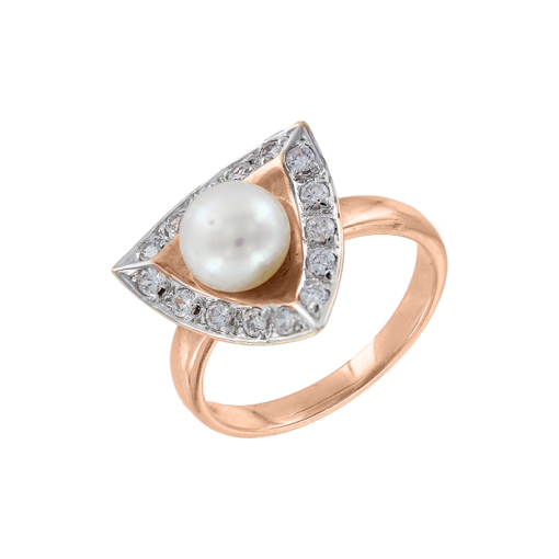 Women's ring with pearl and zirconia 