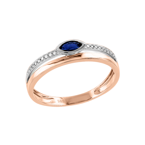 Women's ring with diamonds and sapphire 