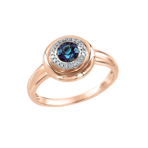 Women's ring with diamonds and topaz 
