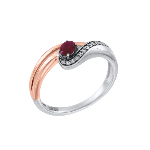 Women's ring with diamonds and ruby 