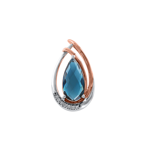 Pendant with diamonds and London blue topaz 